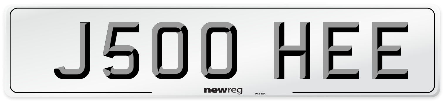 J500 HEE Number Plate from New Reg